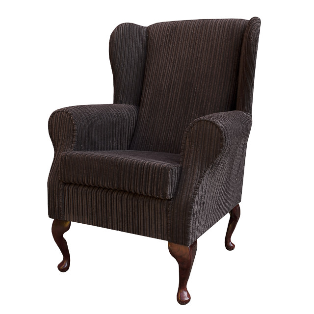 Wing Back Fireside Armchair Small Westoe Orthopaedic Chocolate Jumbo Cord Fabric eBay