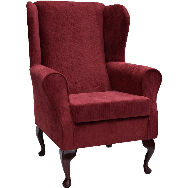 Red Topaz Fabric Wing Back Orthopaedic Fireside Chair ...