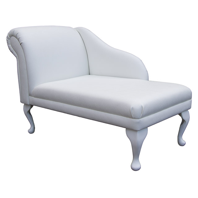 45 Small Chaise Longue Lounge Sofa, White Faux Leather Chaise Lounge Chair